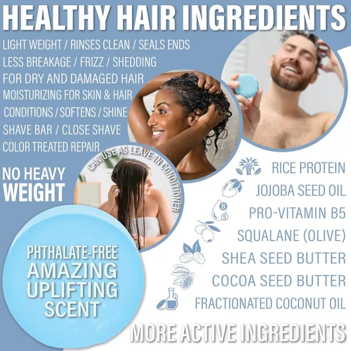 Vista 3 de Luxiny Barra de acondicionador natural para cabello y acondicionador hidratante, disco de aceite de afeitado fabricado en Estados Unidos, hasta 70