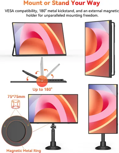 Vista 13 de Monitor portátil inalámbrico de 15.6" 1080P alimentado por batería