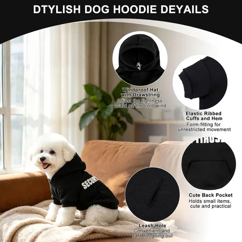 Vista 3 de EXPAWLORER Sudadera con capucha para perro, suave y cálida con agujero para correa, disfraz de Halloween para perros de invierno y otoño, ropa
