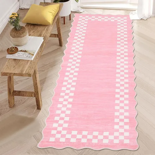 Vista 62 de GarveeHome Alfombra lavable de 5 x 7 pies para sala de estar, alfombra Beige festoneado