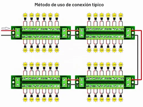Vista 4 de OONO Módulo de distribución de bloque de terminales de 16 amperios, 2x12 posiciones para CA DC
