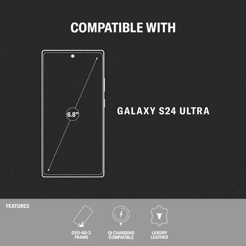 Vista 2 de TORRO Funda compatible con Samsung Galaxy S24 Ultra 5G – Funda de cuero de primera calidad (negro)