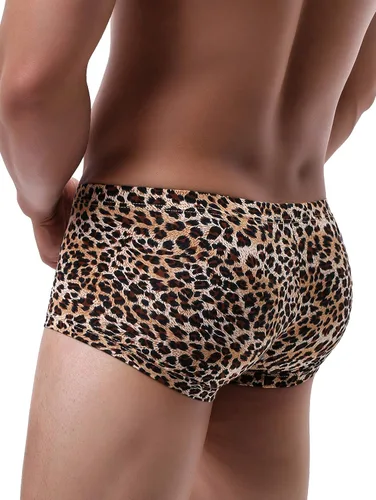 Vista 5 de IKINGSKY iKingksy - Calzoncillos tipo bóxer de leopardo para hombre, de tiro bajo
