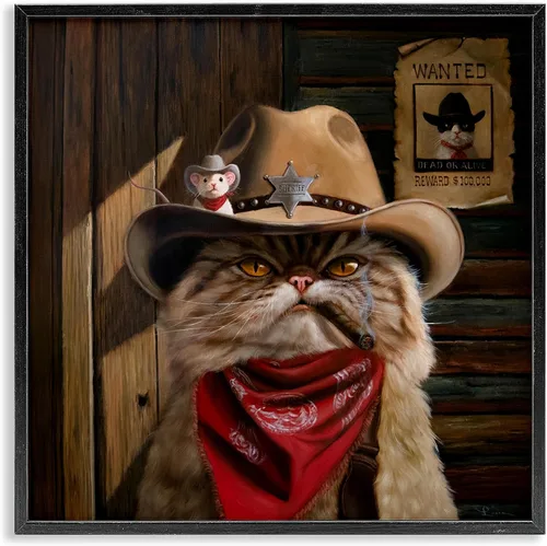 Vista 27 de Stupell Industries Gatos en el cine 3D Giclée enmarcado gris diseño de arte por Lund Roeser Enmarcado en blanco