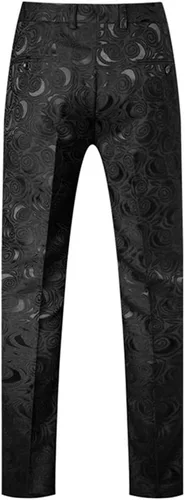 Vista 5 de YFFUSHI Trajes de jacquard de 2 piezas para hombre, esmoquin, 1 botón, cuello chal, fiesta, cena, traje de boda