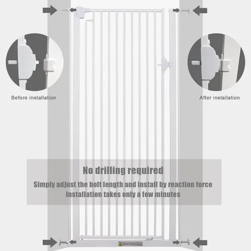 Vista 3 de QQXX Puerta de seguridad extra alta para mascotas para perros y gatos, puerta de 47.2 pulgadas con cierre automático para mascotas, puertas