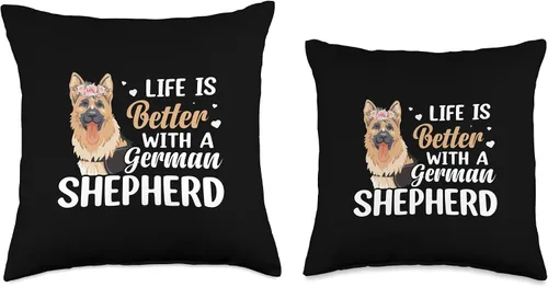 Vista 3 de German Shepherd Dog Gift Design Ideas Life is Better with a German Shepherd Dog - Divertida almohada de 16 x 16 pulgadas, multicolor