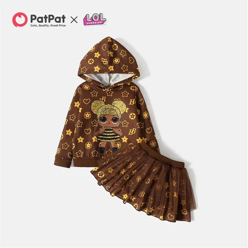 Vista 6 de L.O.L. Surprise! 2pcs Toddler Girl Hoodie Sweatshirt and Skirt Set Girls Birthday Party Outfit 2-12 Years