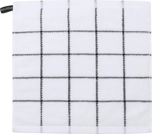 Vista 6 de Paños de cocina de rizo de algodón, suaves y absorbentes, paños de cocina (rejilla negra, paños de cocina de 13 x 13 pulgadas)