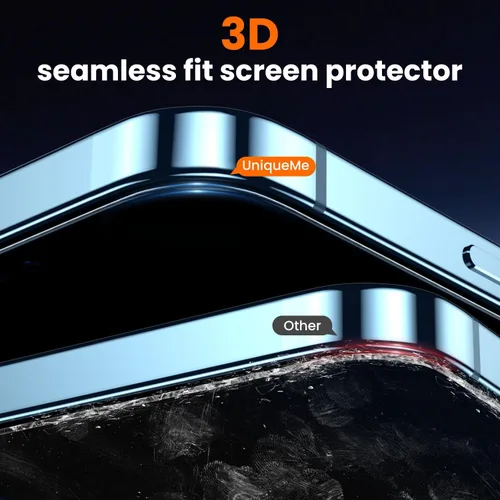 Vista 7 de UniqueMe - Protector de pantalla con filtro de privacidad para iPhone 12 Pro Max - [Resistente a roturas de grado militar y dureza 9H+] Protector
