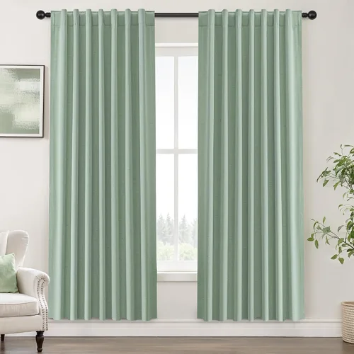 Vista 89 de UHITECH Cortinas opacas de 35 pulgadas de largo para sala de estar, 2 paneles, cortina opaca corta para cocina para ventanas pequeñas, cortinas