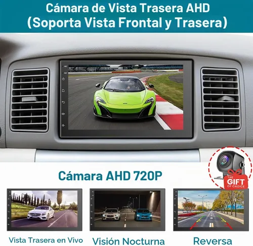 Vista 5 de Estéreo de coche de doble DIN de 7 pulgadas inalámbrico CarPlay inalámbrico Android Auto, Android 2+32G pantalla táctil unidad principal de radio