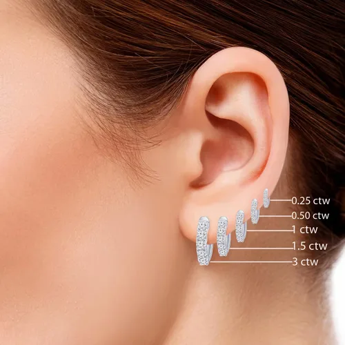 Vista 2 de Pendientes de aro de diamante natural de 34-6 quilates colección de valor