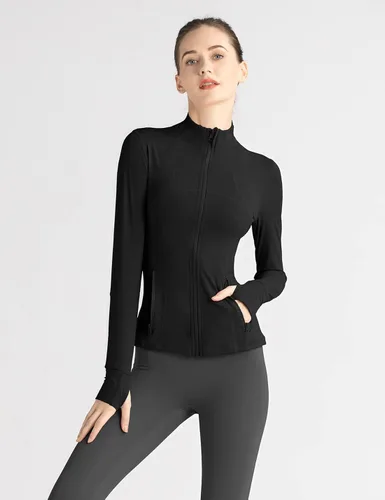 Vista 5 de Locachy Chaqueta de entrenamiento para mujer con cierre completo y bolsillos