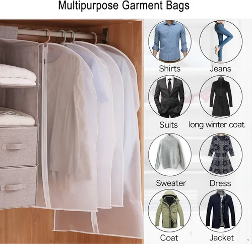 Vista 5 de Bolsas para ropa, juego de 5 bolsas ligeras de 33 pulgadas con cremallera completa de acero inoxidable, bolsas para ropa