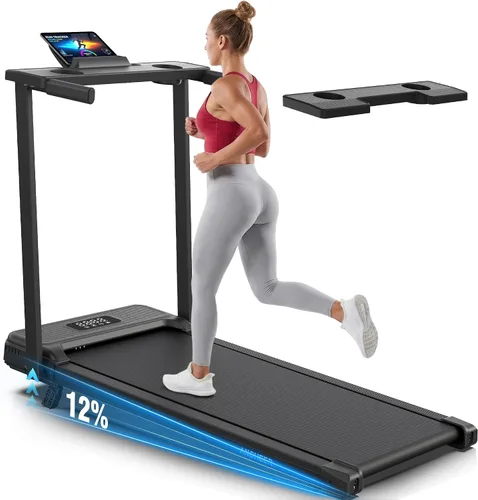 Vista 9 de ANCHEER Caminadora portátil con inclinación, almohadilla para caminar de 3.5 HP con escritorio y barra de asa, caminadora plegable para oficina