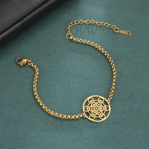 Vista 4 de Amaxer Pulsera de cubo de metatrones para mujer, diseño de arcángel, metatrón, protección hueca, acero inoxidable, pulsera con dije para cadena