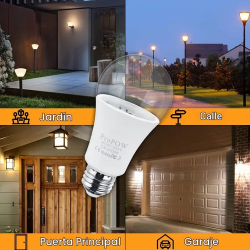 Vista 7 de Bombillas de anochecer a amanecer de 25 vatios, bombillas LED A19 de 3 vatios con cubierta transparente E26, iluminación automática