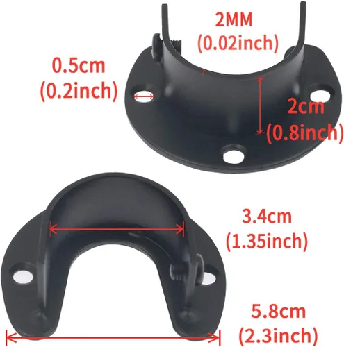 Vista 4 de 2 piezas de enchufe de varilla de acero inoxidable resistente, soporte para armario, soporte de barra de brida, soportes de extremo de barra