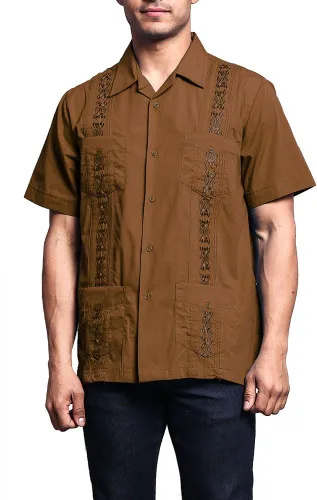 Vista 38 de G-style EE. UU. Remera playera mangas cortas de guayabera cubana para hombres