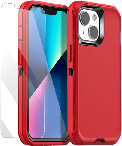 Vista 19 de AICase para iPhone 13/iPhone 14 con funda con clip para cinturón, protector de pantalla, funda protectora resistente de grado militar, protección