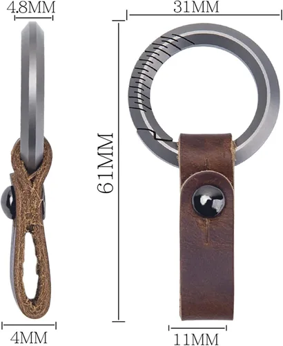 Vista 5 de Llavero de aleación de titanio con hebilla para cinturón de cintura de cuero, colgante de coche ultra, ligero EDC llavero para exteriores