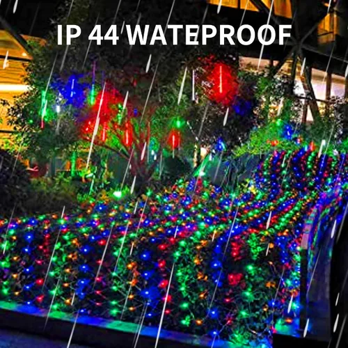 Vista 3 de Dazzle Bright - Red de luces LED para Navidad de 360 luces, 12 pies x 5 pies, luces de cuerda impermeables y conectables con cable transparente y 8