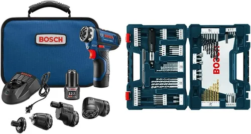 Vista 2 de Bosch GSR12V-140FCB22 - Destornillador eléctrico inalámbrico de 12 V, juego de taladro eléctrico de cabezal múltiple 5 en 1 e ITBHQC201 de 2 1/4