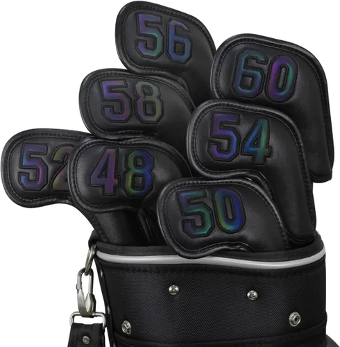 Vista 3 de Scott Edward Prof 7pcs Cuña de cuero Golf Iron Head Covers Club Protector Impermeable y Resistente a los arañazos 48 50 52 54 56 58 60 grados