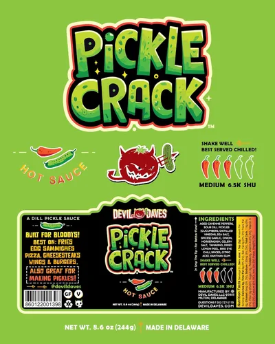 Vista 9 de Salsa picante de eneldo Devil Daves Pickle Crack - Calor medio, 8.6 onzas