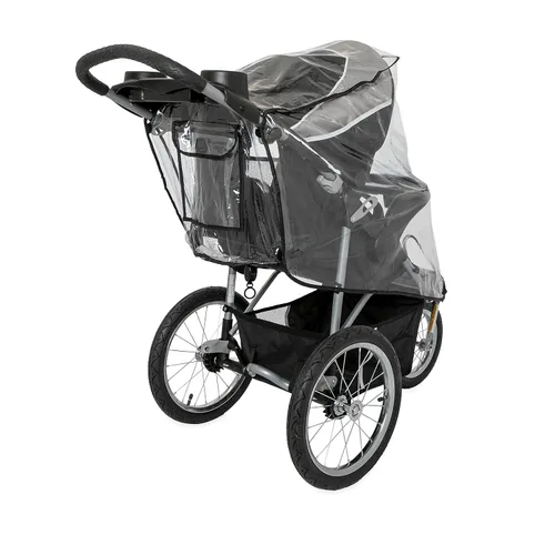 Vista 6 de Nuby Protector de lluvia para cochecito de correr, funda transparente para cochecito con bolsillo de almacenamiento, solo se adapta a la mayoría