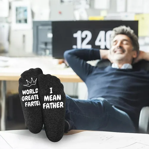 Vista 6 de Mason Life Calcetines divertidos para hombre, regalos de cumpleaños para papá, regalos divertidos para papá, el mejor pedo del mundo, I Mean Father