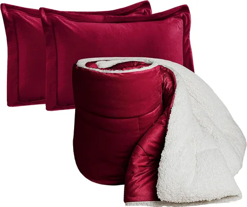 Vista 16 de Elegant Comfort Juego de edredón sherpa ultra afelpado de 2 piezas, color sólido y reverso esponjoso, apto para todas las estaciones, peso pesado