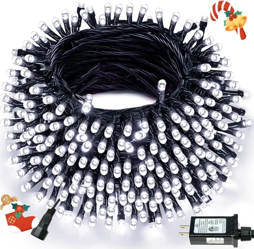 Vista 26 de Luces de cadena navideñas conectables de 240 LED de 88 pies, 13 modos, para interiores y exteriores, cable verde extensible, luces de árbol