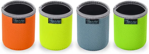Vista 6 de Beautyflier Paquete de 4 fundas aislantes de neopreno antideslizantes en relieve, fundas gruesas y plegables para latas de bebidas, para fiestas