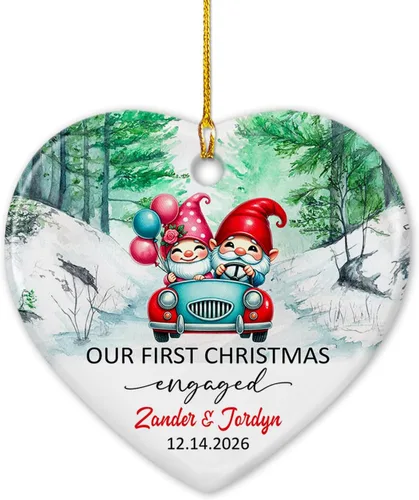 Vista 22 de Adorno de cerámica de 2 años de Navidad 2025, adorno de cerámica personalizado para parejas, regalo para parejas, aniversario, boda, señor Sra.