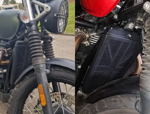 Vista 5 de Protector de radiador de motocicleta para Triumph Bonneville T100 T120 Bobber Speed Street Twin Street Cup Scrambler Thruxton 1200 R S TFC
