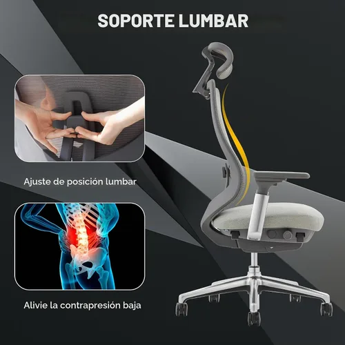 Vista 7 de COLAMY Silla de oficina ergonómica de malla, silla de escritorio ejecutiva con respaldo alto con reposacabezas ajustable, brazo 4D, asiento