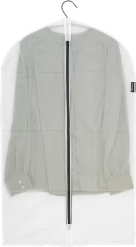 Vista 2 de Brabantia Paquete de 2 bolsas protectoras de ropa colgantes transparentes medianas (blanco) para almacenamiento de ropa, se adapta a abrigos