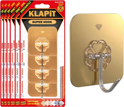 Vista 11 de KLAPiT Super Hook - Ganchos de pared adhesivos de alta resistencia, soporta hasta 11 libras, impermeable, sin daños, fácil de instalar en azulejos