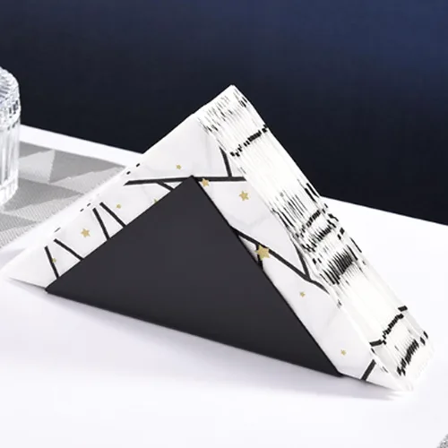 Vista 5 de Servilletero triangular de acero inoxidable – Moderno soporte de toalla de papel de metal para restaurantes cepillado 430 acero inoxidable