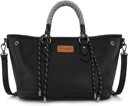 Vista 5 de Wrangler 2pcs Tote Bag Set Braided Rope Top Handle and Classic Tote
