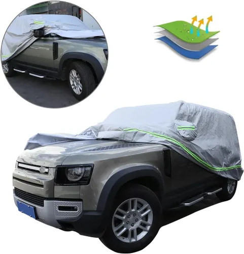 Vista 6 de Funda impermeable para automóvil para todo tipo de clima, compatible con Land Rover Defender 110 2020-2024, cubierta de protección exterior