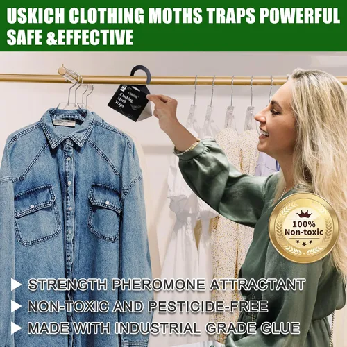 Vista 5 de USKICH Trampas para polillas de ropa con feromonas de fuerza Trampa de pegamento adhesivo para armarios y polillas de alfombra Trampas