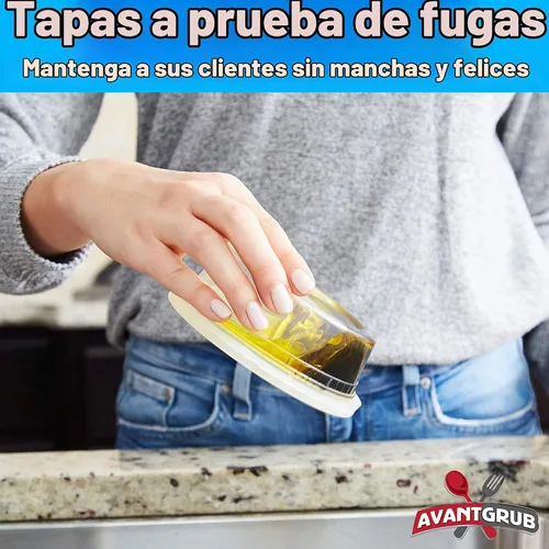 Vista 3 de Recipientes de plástico de 8 onzas sin BPA de grado deli-Grade con tapas, 48 unidades a prueba de fugas, para microondas, para pedidos para llevar