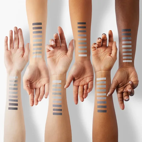 Vista 4 de Paleta de sombras de ojos de 9 colores negro ahumado mate con purpurina, sombra de ojos duradera impermeable para niñas y mujeres