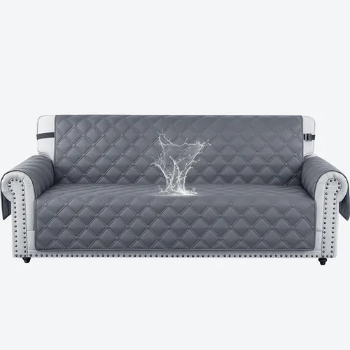 Vista 11 de XINEAGE Funda impermeable para sillón, funda para sofá de 1 plaza con correas elásticas y bolsillos, triple protección antideslizante, lavable
