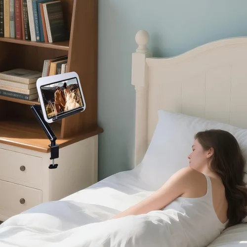 Vista 8 de ASIEIT Soporte para libros con abrazadera de escritorio, soporte de aluminio para libros de altura y ángulo ajustables, soporte para libros de Negro