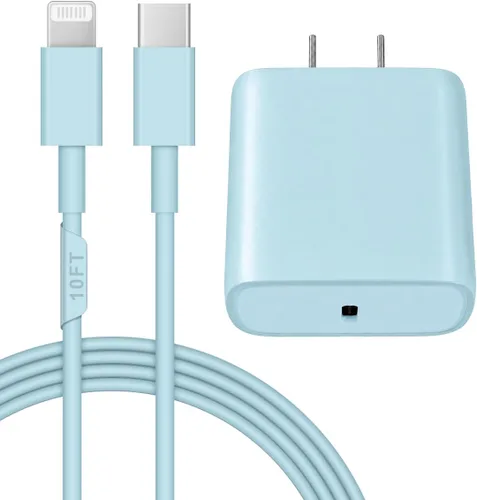 Vista 13 de Cargador de pared USB C de 20 W PD para iPhone 14 13 12 de carga rápida con cable de carga rápida de 1.8 m para iPhone 14/14 Pro/14 Pro Max/14 Azul