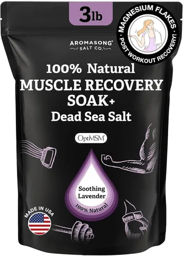 Vista 10 de Aromasong Baño de recuperación muscular de 3 libras, sal de baño natural con sal del mar muerto, MSM puro, copos de magnesio y aceites esenciales